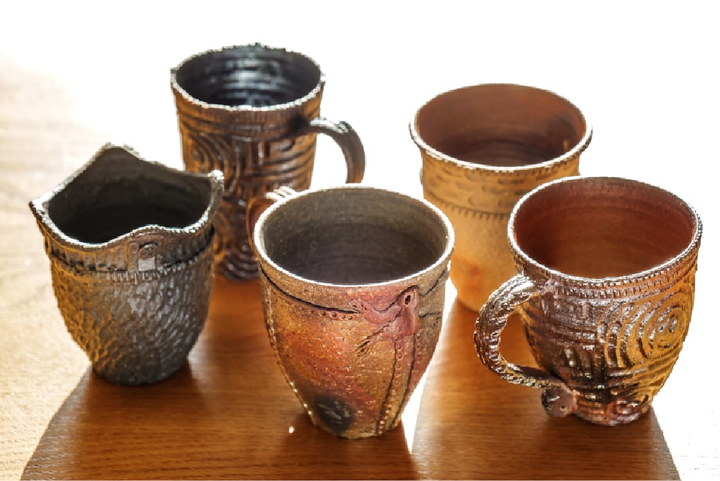 縄文風のコーヒーマグ